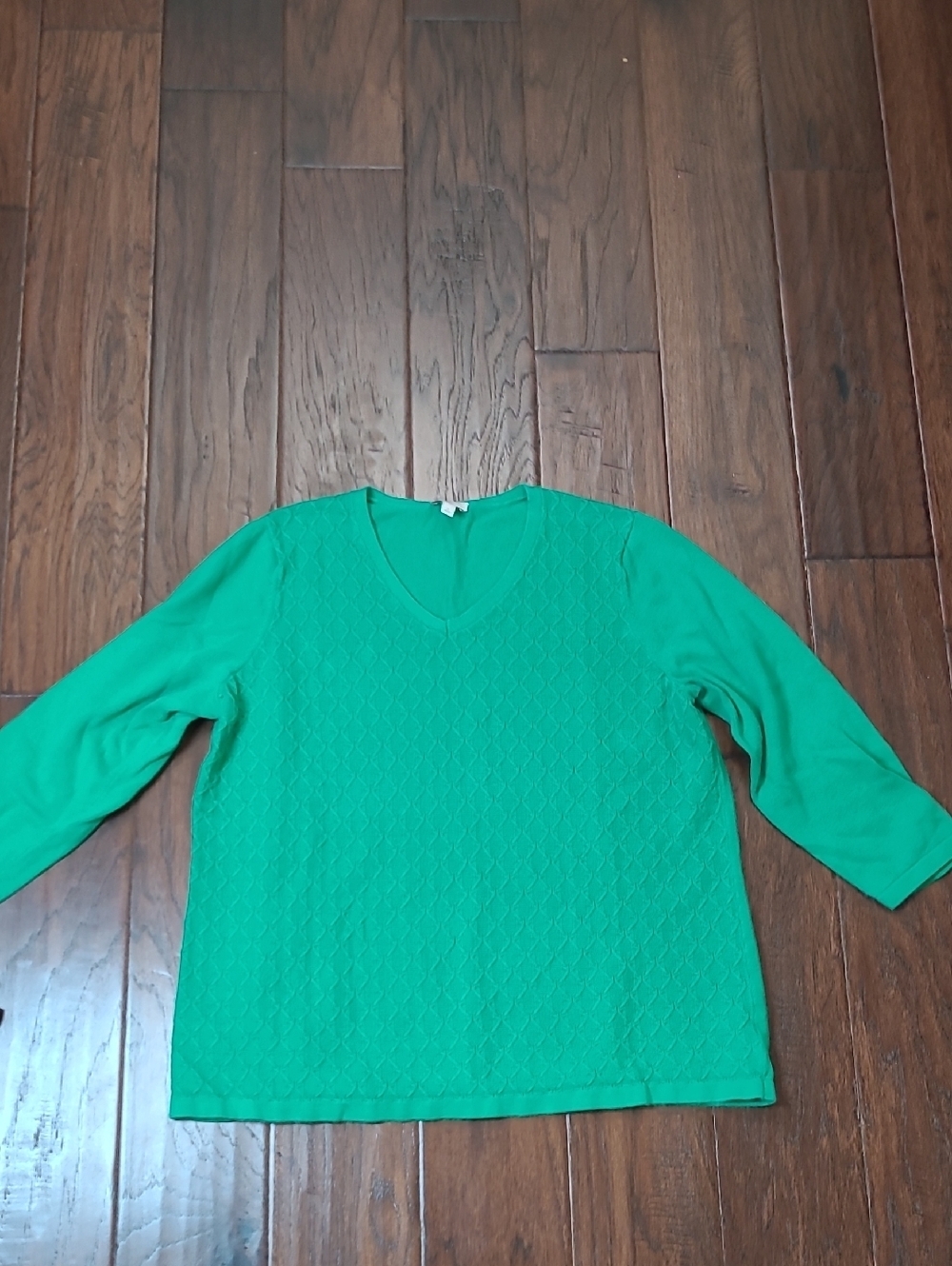 Talbots Green V-Neck Sweater with Front Textured Design size X (0X)